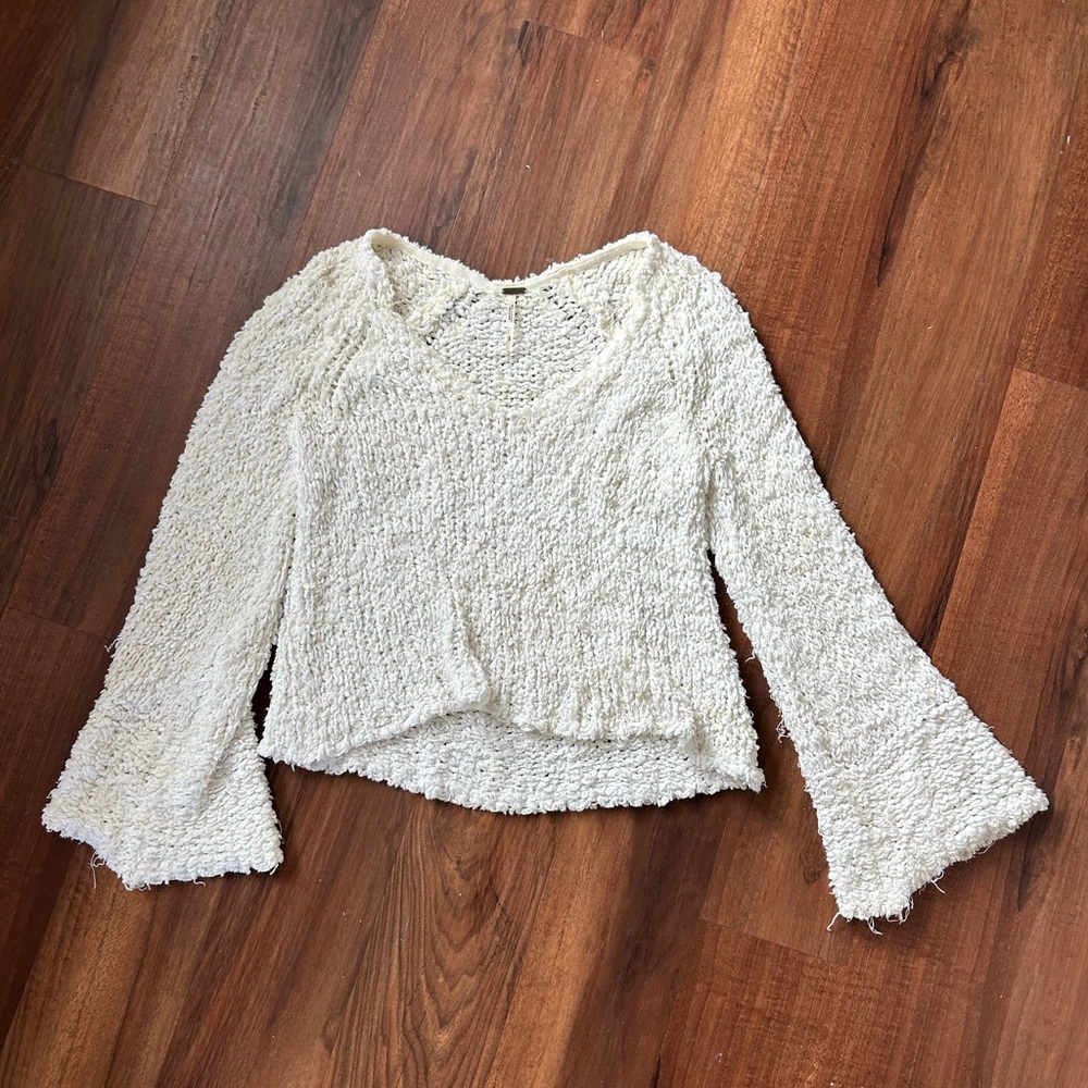 White free people bell sleeve sweater